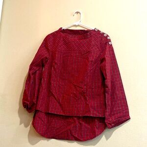 gingham top with diamond studded collar